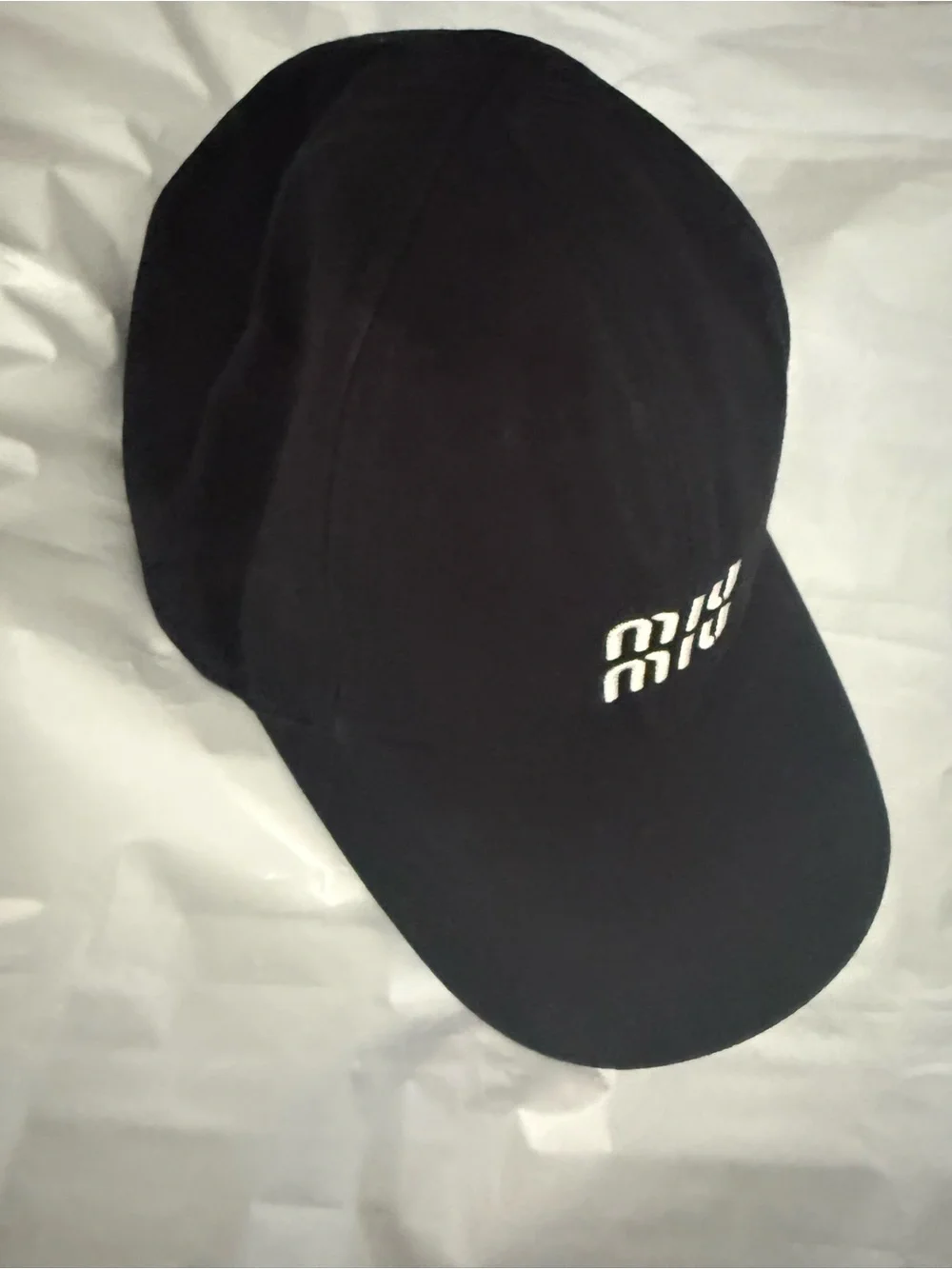 Miu Miu Black Cap with White Embroidered Logo